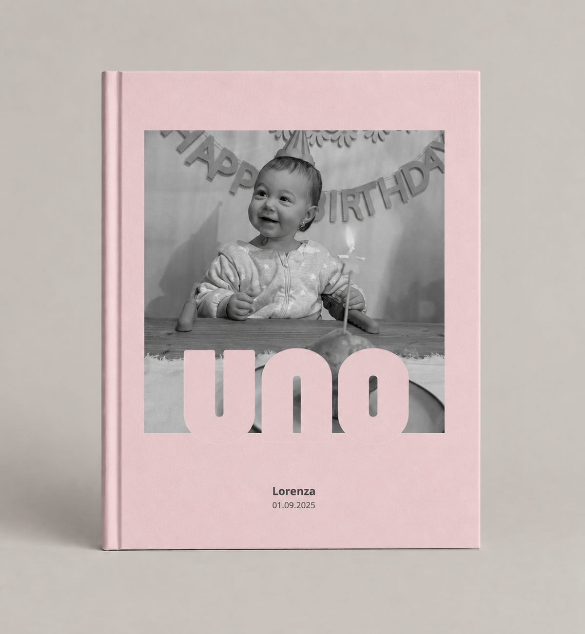 Plantilla photobook en Canva |  1 Año Rosado